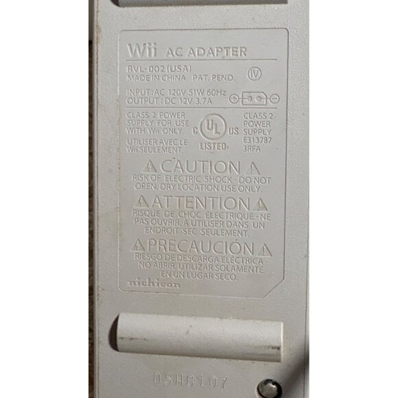 Nintendo OEM Wii AC Power Adapter RVL-002 USA 12V 3.7A Gray For Wii Console - Picture 6 of 6